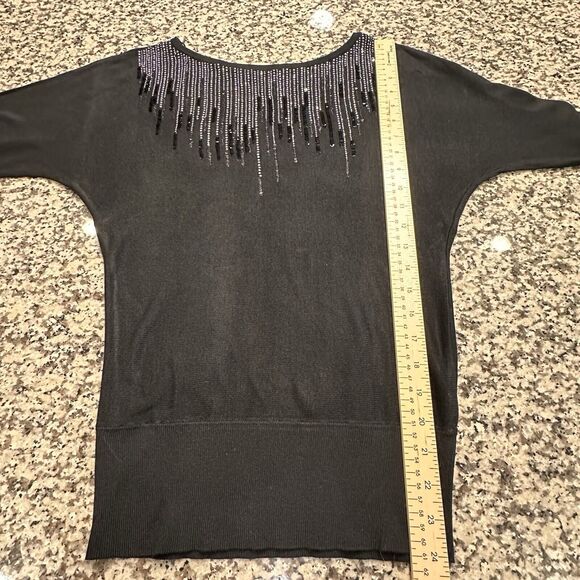 WHITE HOUSE BLACK MARKET Sequin Lightweight 3/4 Sleeve Pullover Sweater Medium - Picture 7 of 9